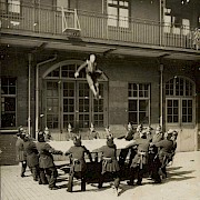 Jumping Sheet Drill - London Road Fire Station - c1915